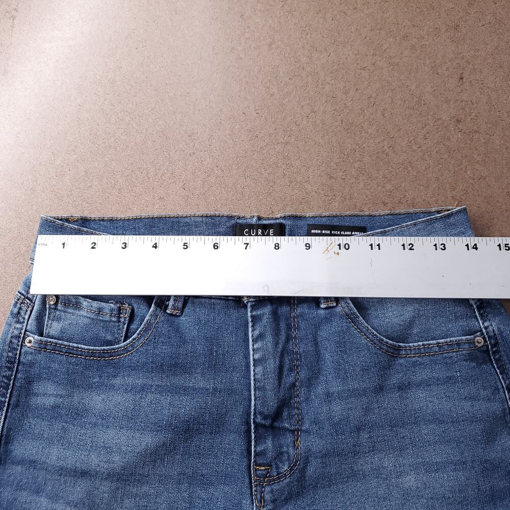 Curve Appeal High Rise Kick Flare Ankle Jeans Faded Stretch Women 6 Blue - Picture 6 of 11